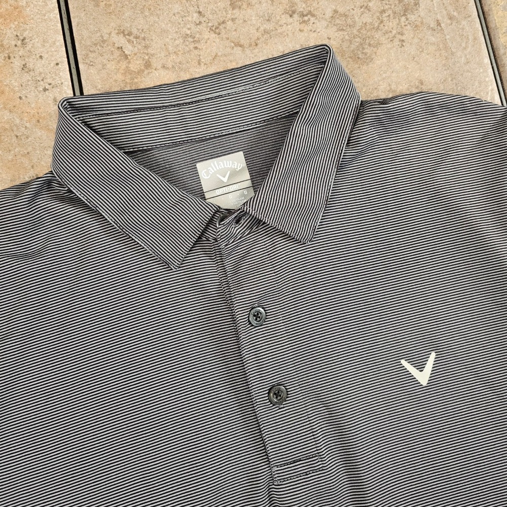 Callaway Mens Golf Polo Shirt‎ Short Sleeve Opti-Dri Striped Size Large